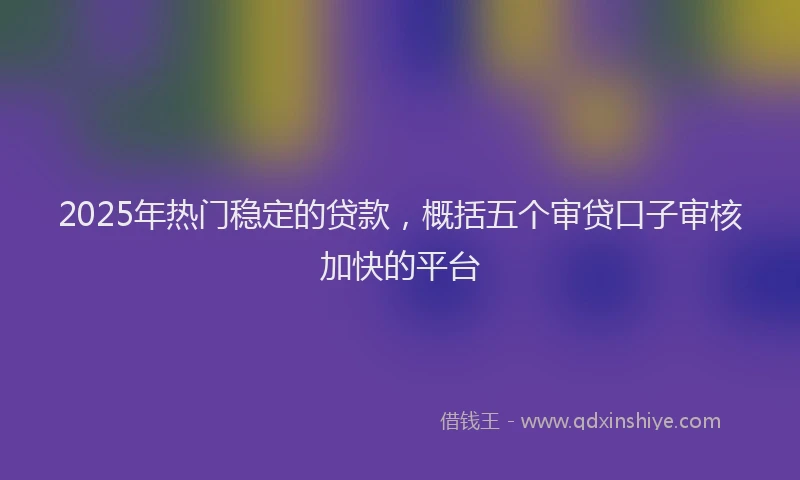 2025年热门稳定的贷款，概括五个审贷口子审核加快的平台