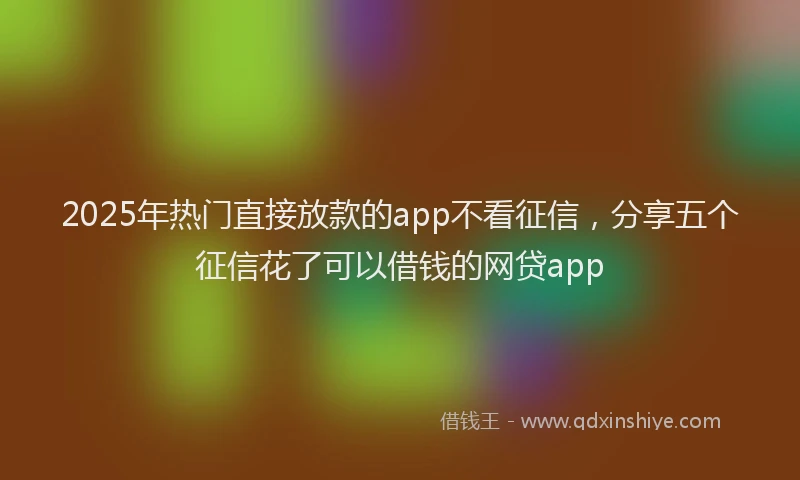 2025年热门直接放款的app不看征信，分享五个征信花了可以借钱的网贷app