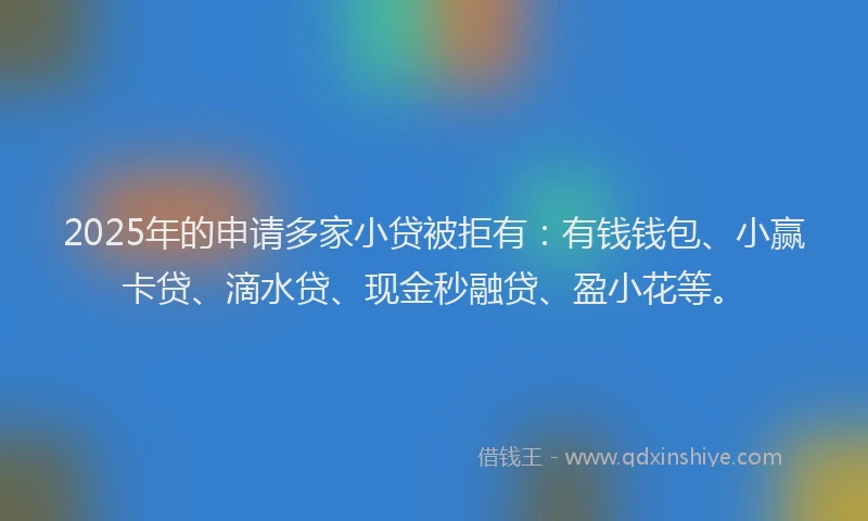 2025年的申请多家小贷被拒有：有钱钱包、小赢卡贷、滴水贷、现金秒融贷、盈小花等。