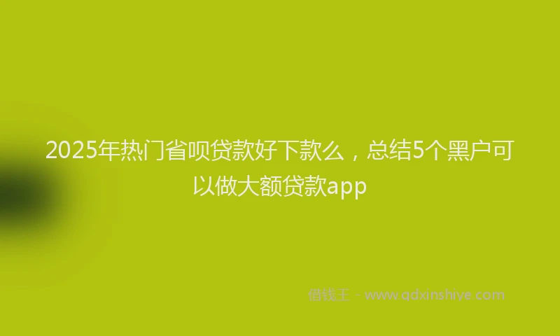2025年热门省呗贷款好下款么，总结5个黑户可以做大额贷款app