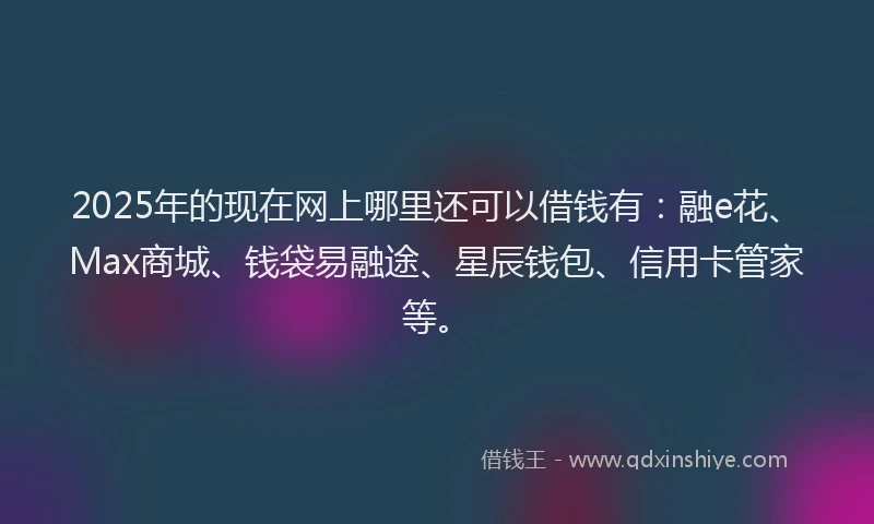 2025年的现在网上哪里还可以借钱有：融e花、Max商城、钱袋易融途、星辰钱包、信用卡管家等。