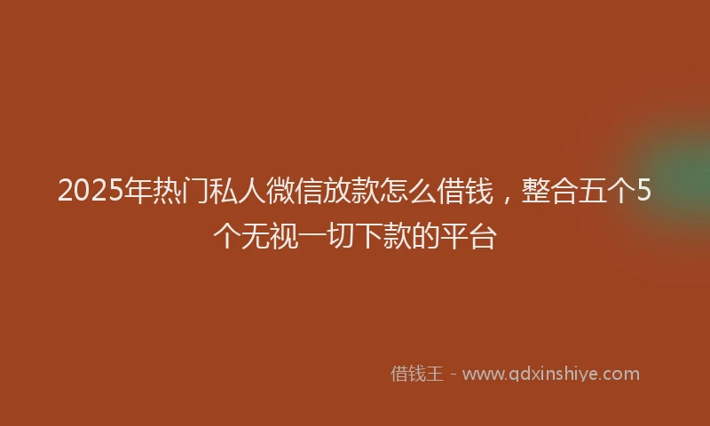 2025年热门私人微信放款怎么借钱，整合五个5个无视一切下款的平台