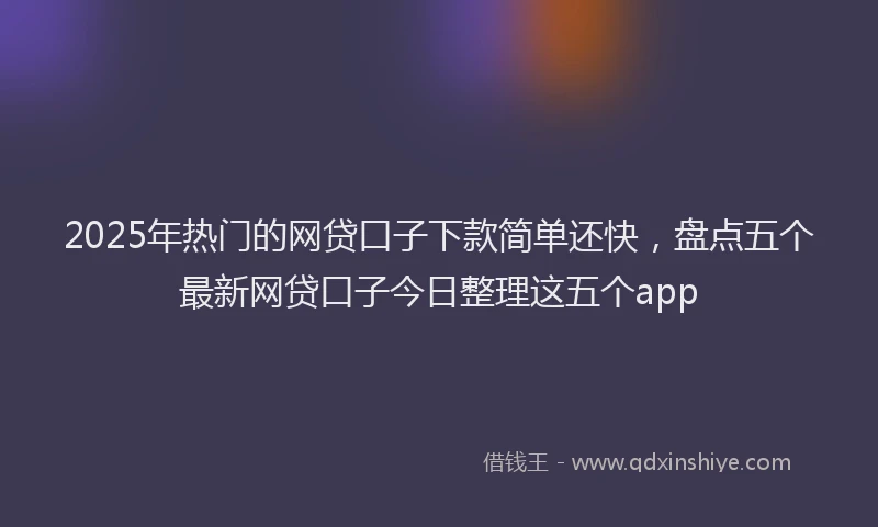 2025年热门的网贷口子下款简单还快，盘点五个最新网贷口子今日整理这五个app