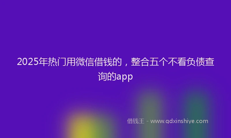 2025年热门用微信借钱的，整合五个不看负债查询的app