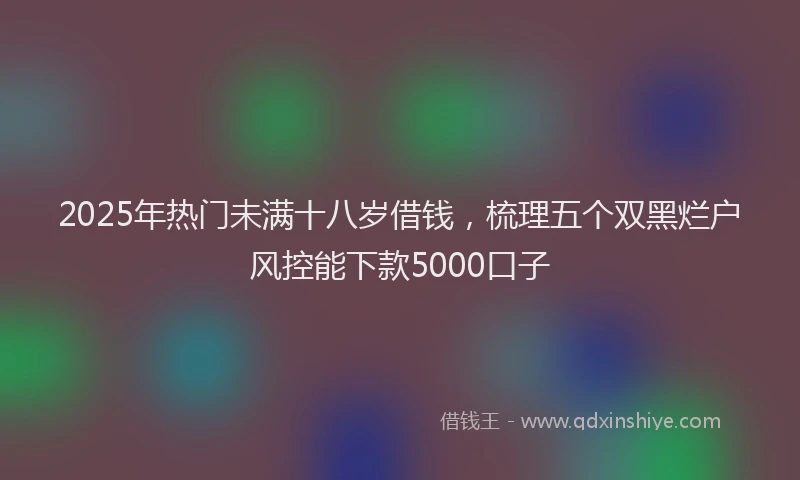 2025年热门未满十八岁借钱，梳理五个双黑烂户风控能下款5000口子