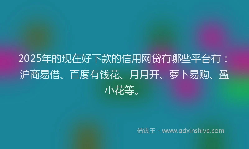 2025年的现在好下款的信用网贷有哪些平台有：沪商易借、百度有钱花、月月开、萝卜易购、盈小花等。
