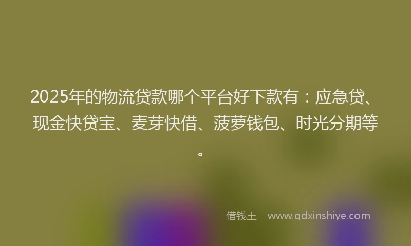 2025年的物流贷款哪个平台好下款有：应急贷、现金快贷宝、麦芽快借、菠萝钱包、时光分期等。
