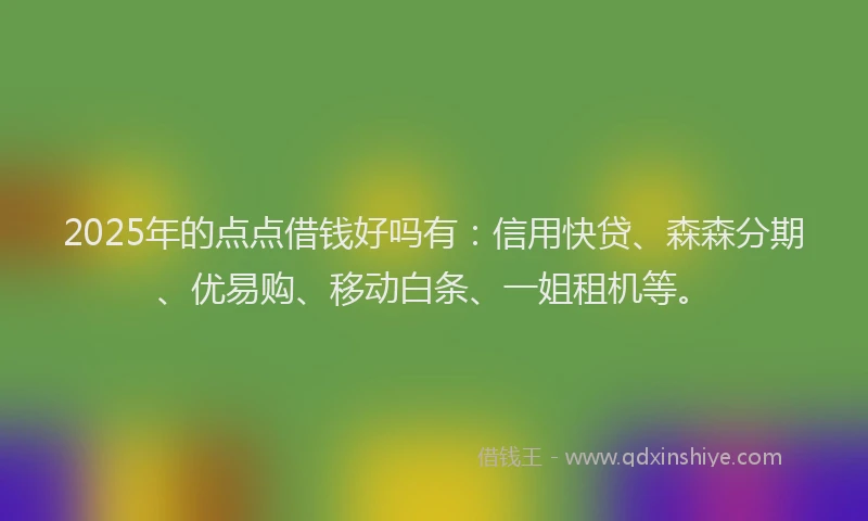 2025年的点点借钱好吗有：信用快贷、森森分期、优易购、移动白条、一姐租机等。