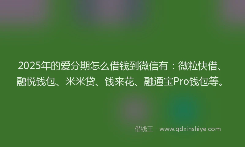 2025年的爱分期怎么借钱到微信有：微粒快借、融悦钱包、米米贷、钱来花、融通宝Pro钱包等。