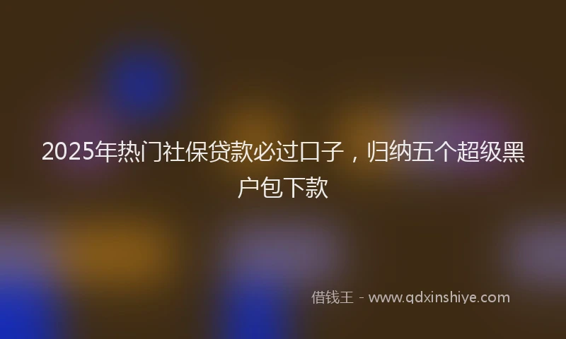 2025年热门社保贷款必过口子，归纳五个超级黑户包下款