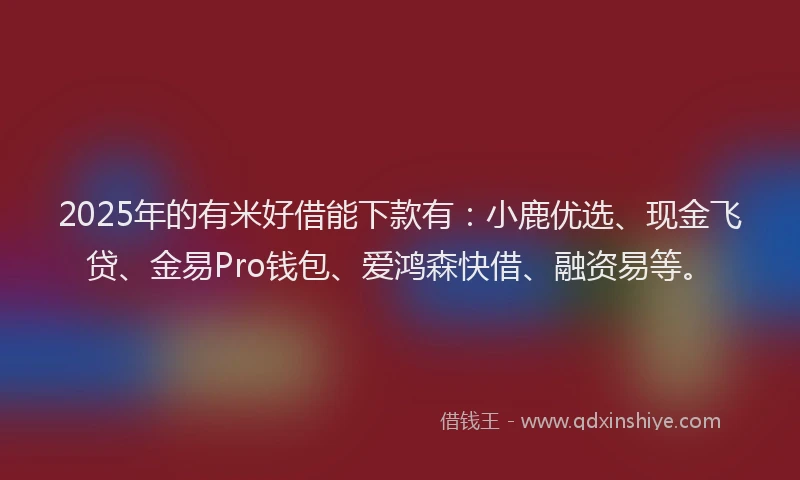 2025年的有米好借能下款有：小鹿优选、现金飞贷、金易Pro钱包、爱鸿森快借、融资易等。