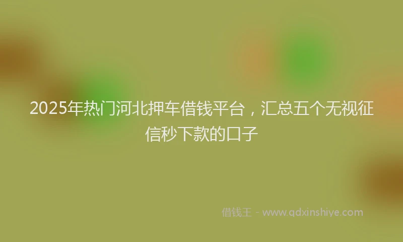 2025年热门河北押车借钱平台，汇总五个无视征信秒下款的口子