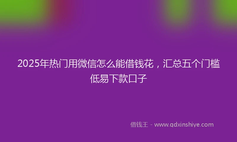 2025年热门用微信怎么能借钱花，汇总五个门槛低易下款口子