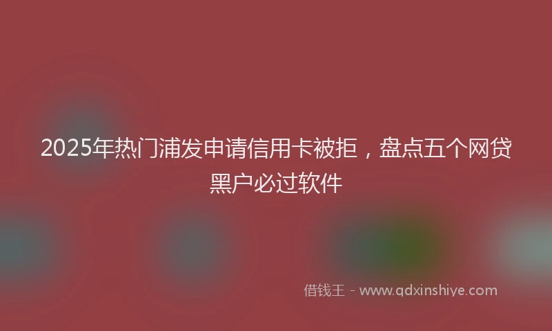 2025年热门浦发申请信用卡被拒，盘点五个网贷黑户必过软件