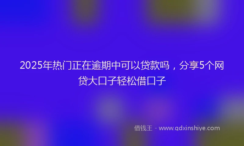 2025年热门正在逾期中可以贷款吗，分享5个网贷大口子轻松借口子
