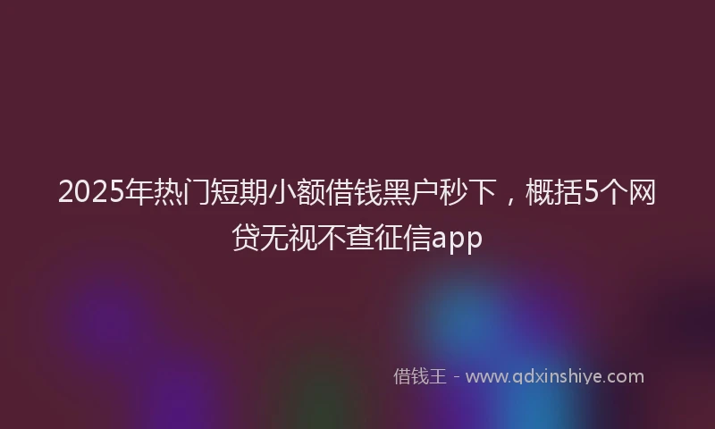 2025年热门短期小额借钱黑户秒下，概括5个网贷无视不查征信app