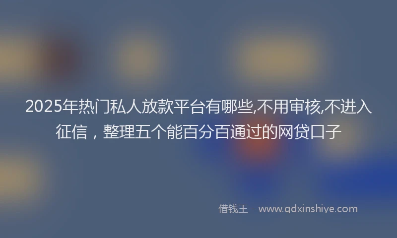 2025年热门私人放款平台有哪些,不用审核,不进入征信，整理五个能百分百通过的网贷口子
