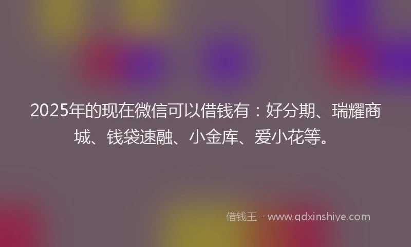 2025年的现在微信可以借钱有：好分期、瑞耀商城、钱袋速融、小金库、爱小花等。