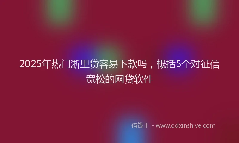 2025年热门浙里贷容易下款吗，概括5个对征信宽松的网贷软件