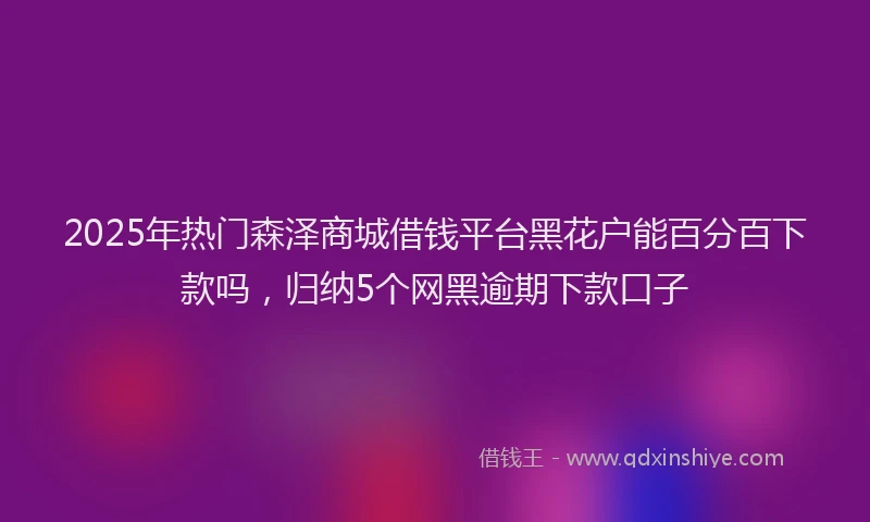 2025年热门森泽商城借钱平台黑花户能百分百下款吗，归纳5个网黑逾期下款口子