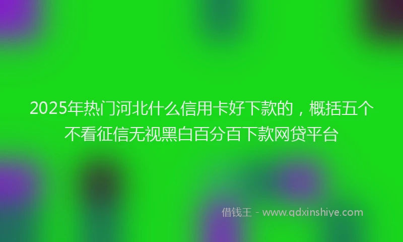 2025年热门河北什么信用卡好下款的，概括五个不看征信无视黑白百分百下款网贷平台