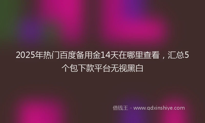 2025年热门百度备用金14天在哪里查看，汇总5个包下款平台无视黑白
