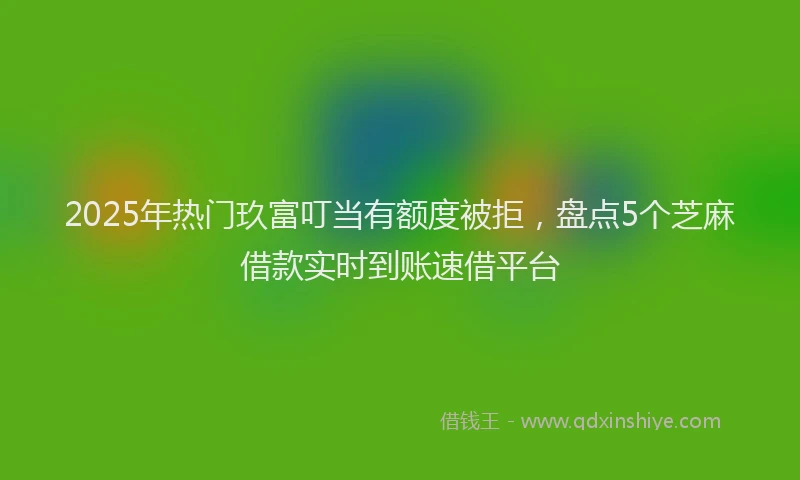 2025年热门玖富叮当有额度被拒，盘点5个芝麻借款实时到账速借平台