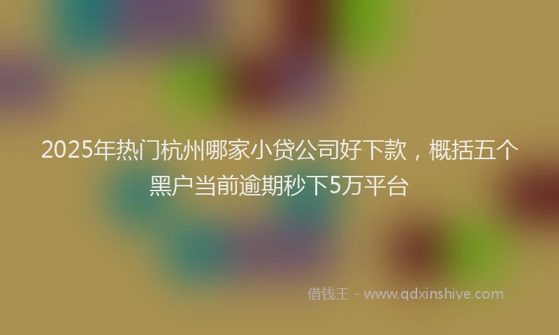 2025年热门杭州哪家小贷公司好下款，概括五个黑户当前逾期秒下5万平台