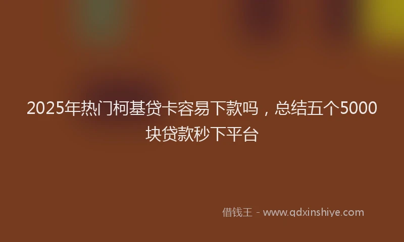 2025年热门柯基贷卡容易下款吗，总结五个5000块贷款秒下平台
