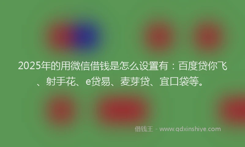 2025年的用微信借钱是怎么设置有：百度贷你飞、射手花、e贷易、麦芽贷、宜口袋等。