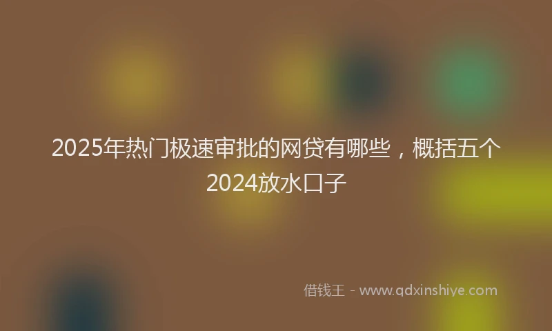 2025年热门极速审批的网贷有哪些，概括五个2024放水口子