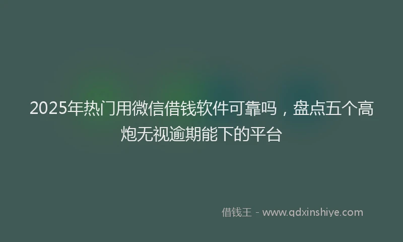 2025年热门用微信借钱软件可靠吗，盘点五个高炮无视逾期能下的平台