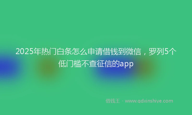 2025年热门白条怎么申请借钱到微信，罗列5个低门槛不查征信的app