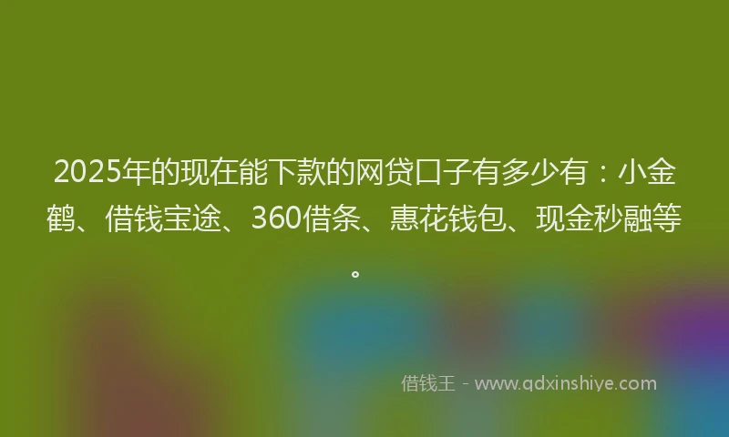 2025年的现在能下款的网贷口子有多少有：小金鹤、借钱宝途、360借条、惠花钱包、现金秒融等。