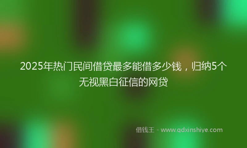 2025年热门民间借贷最多能借多少钱，归纳5个无视黑白征信的网贷