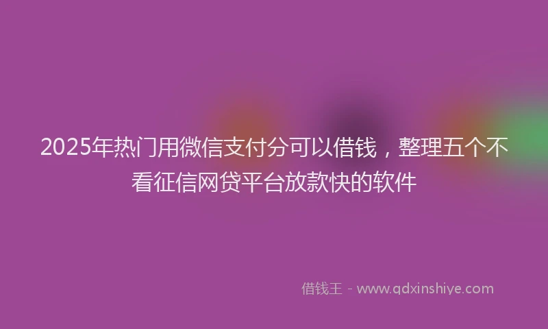 2025年热门用微信支付分可以借钱，整理五个不看征信网贷平台放款快的软件