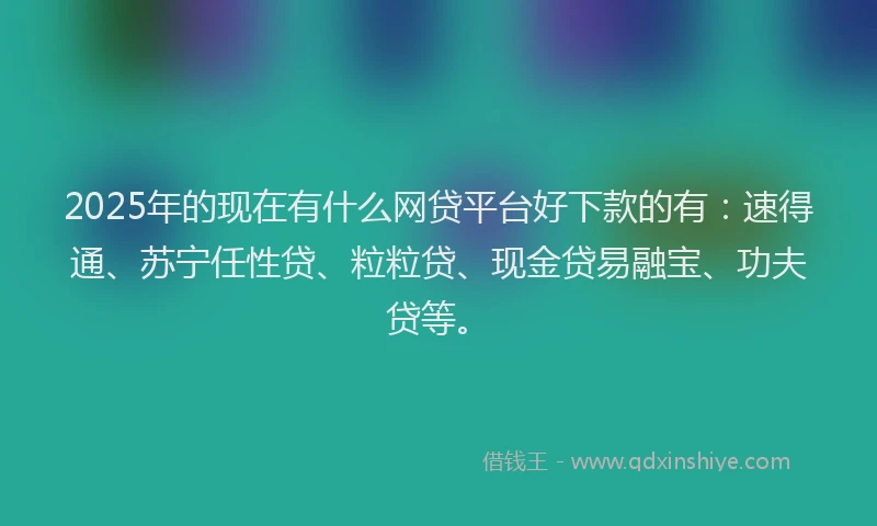 2025年的现在有什么网贷平台好下款的有：速得通、苏宁任性贷、粒粒贷、现金贷易融宝、功夫贷等。