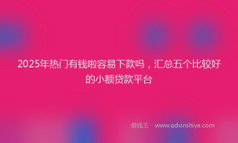 2025年热门有钱啦容易下款吗，汇总五个比较好的小额贷款平台