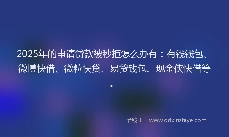 2025年的申请贷款被秒拒怎么办有：有钱钱包、微博快借、微粒快贷、易贷钱包、现金侠快借等。