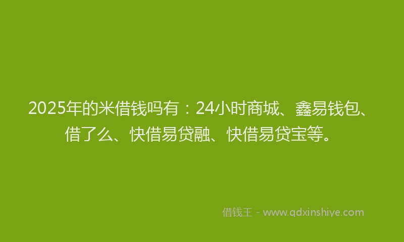 2025年的米借钱吗有：24小时商城、鑫易钱包、借了么、快借易贷融、快借易贷宝等。