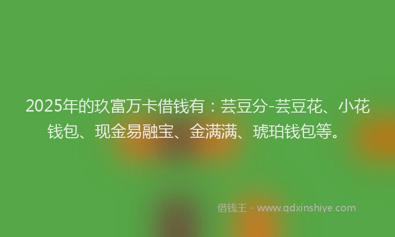 2025年的玖富万卡借钱有：芸豆分-芸豆花、小花钱包、现金易融宝、金满满、琥珀钱包等。