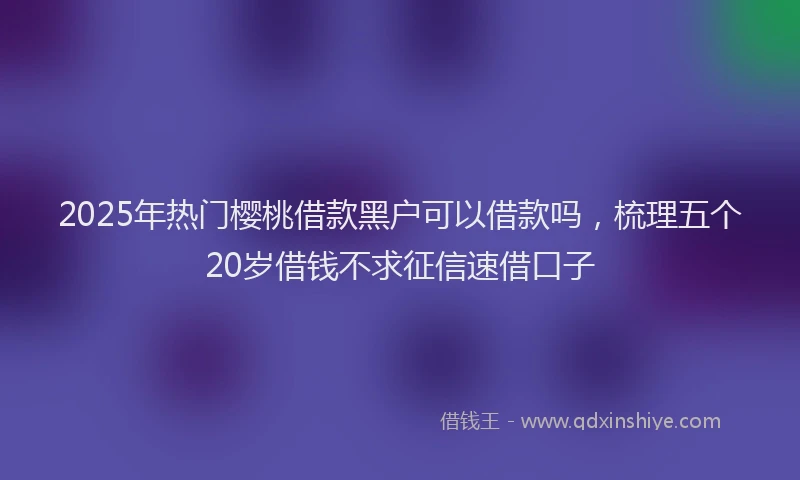 2025年热门樱桃借款黑户可以借款吗，梳理五个20岁借钱不求征信速借口子