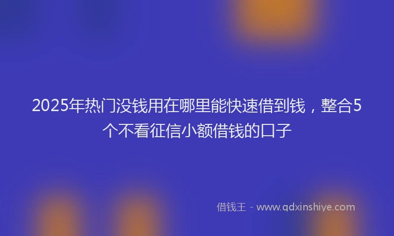2025年热门没钱用在哪里能快速借到钱，整合5个不看征信小额借钱的口子