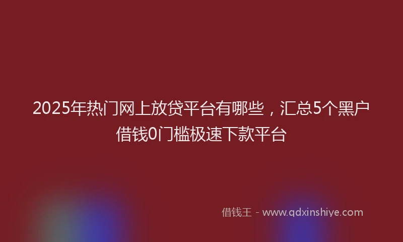 2025年热门网上放贷平台有哪些，汇总5个黑户借钱0门槛极速下款平台