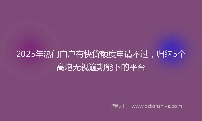 2025年热门白户有快贷额度申请不过，归纳5个高炮无视逾期能下的平台