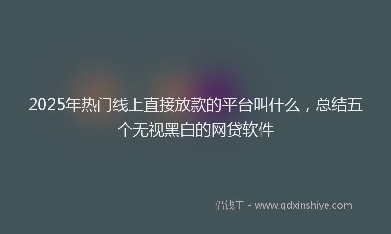 2025年热门线上直接放款的平台叫什么，总结五个无视黑白的网贷软件