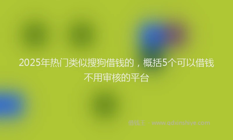 2025年热门类似搜狗借钱的，概括5个可以借钱不用审核的平台