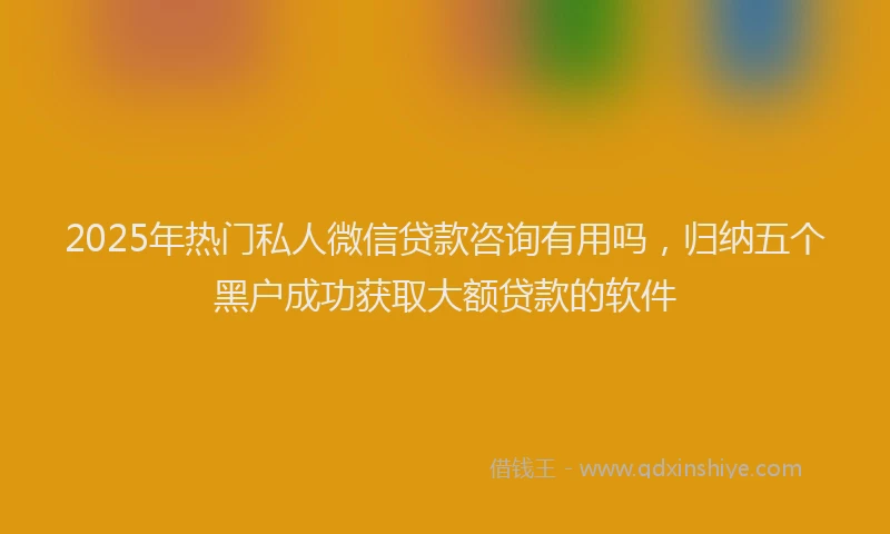 2025年热门私人微信贷款咨询有用吗，归纳五个黑户成功获取大额贷款的软件
