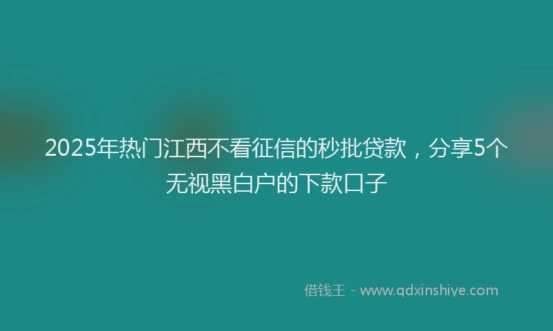 2025年热门江西不看征信的秒批贷款，分享5个无视黑白户的下款口子