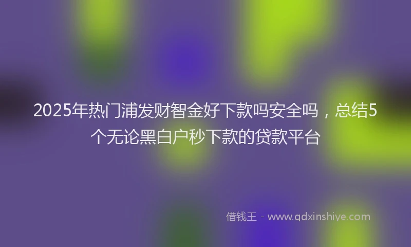 2025年热门浦发财智金好下款吗安全吗，总结5个无论黑白户秒下款的贷款平台